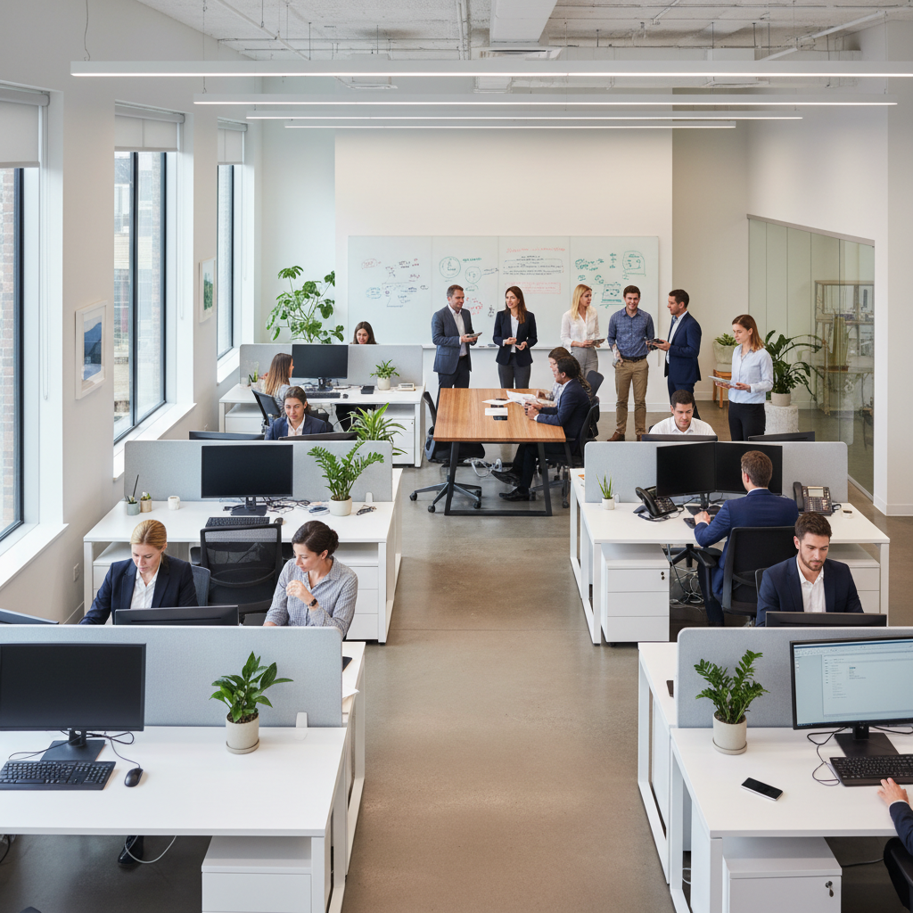 ReviewMyOffers.net team members collaborating in a modern office environment
